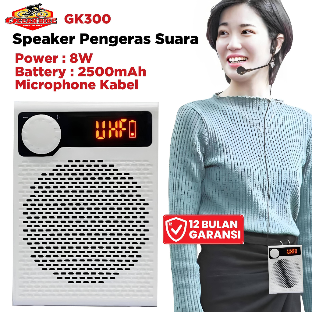 OCEANBIKE Speaker Pinggang GK300 Mic Clip On Kabel Pengeras Suara Tour Guide Mengajar Seminar Guru