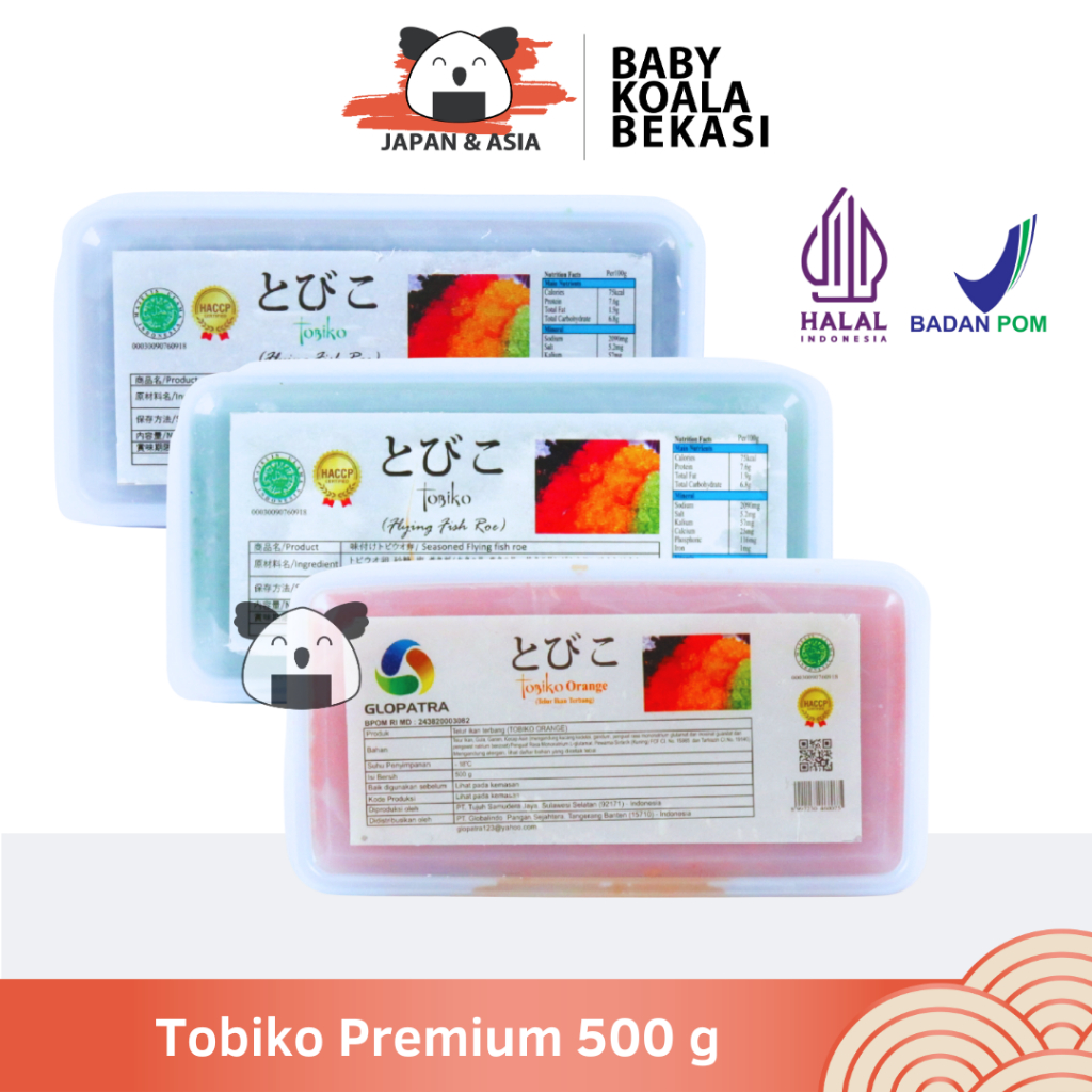 

TOBIKO Premium Orange Green Black 500 g Halal │ Telur Ikan Terbang Oren Berbumbu │ Seasoned Flying Fish Roe -BKB