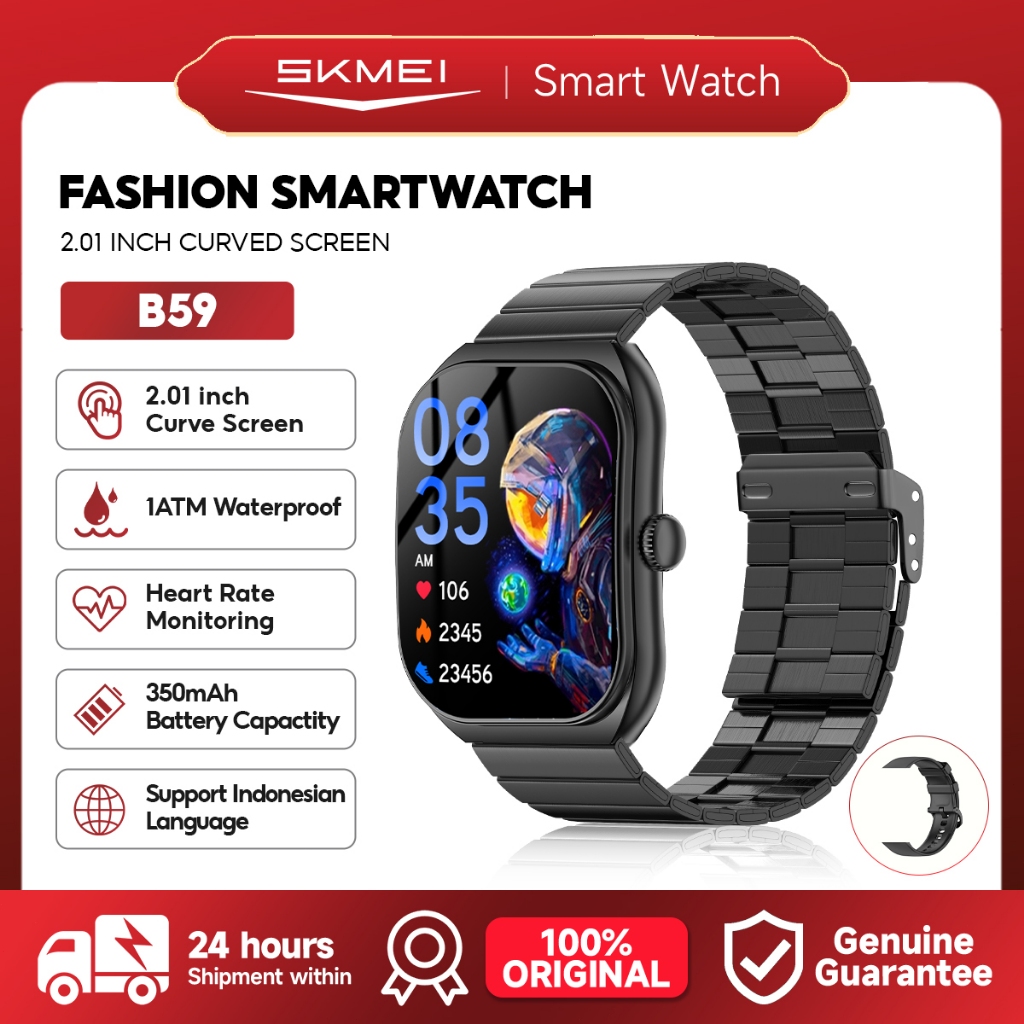 SKMEI Smartwatch B59 Curved Screen 2.01 inch Support Strava Jam Tangan Pria 1 ATM Waterproof Smartwa
