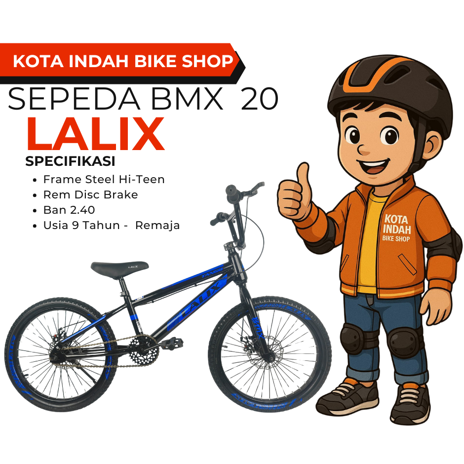 [ SALE ] Sepeda BMX 20" LALIX Ban 2.40 dan ban 3.0 V Brake dan Disc Brake untuk anak 9 tahun sampai 
