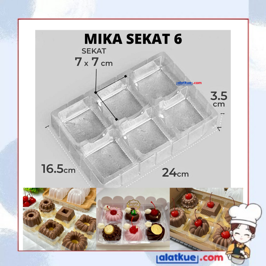 Tray Mika Puding Sekat 6 - Alas Pudding Sekat 6 - Mika Sekat Puding Mini