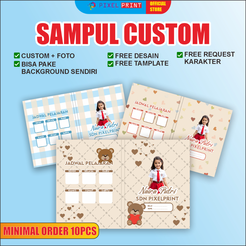 

PIXEL PRINT - Sampul Buku Tulis Custom FOTO DAN BACKGROUND / Sampul foto / Custom foto sendiri / Cover buku tulis / Sampul buku SIDU
