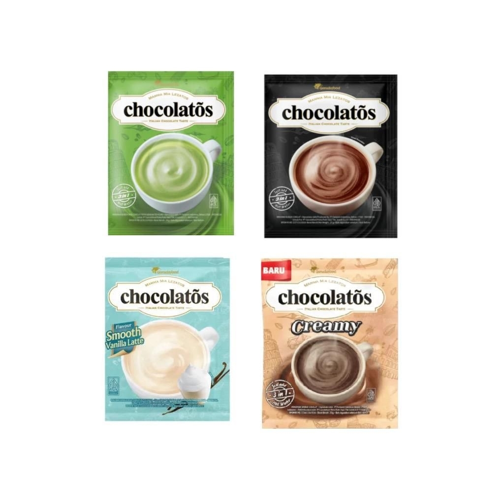 

CHOCOLATOS DRINK SEMUA VARIAN RASA COKLAT, VANILA, MATCHA, CREAMY 1 Renteng isi 10 sachet