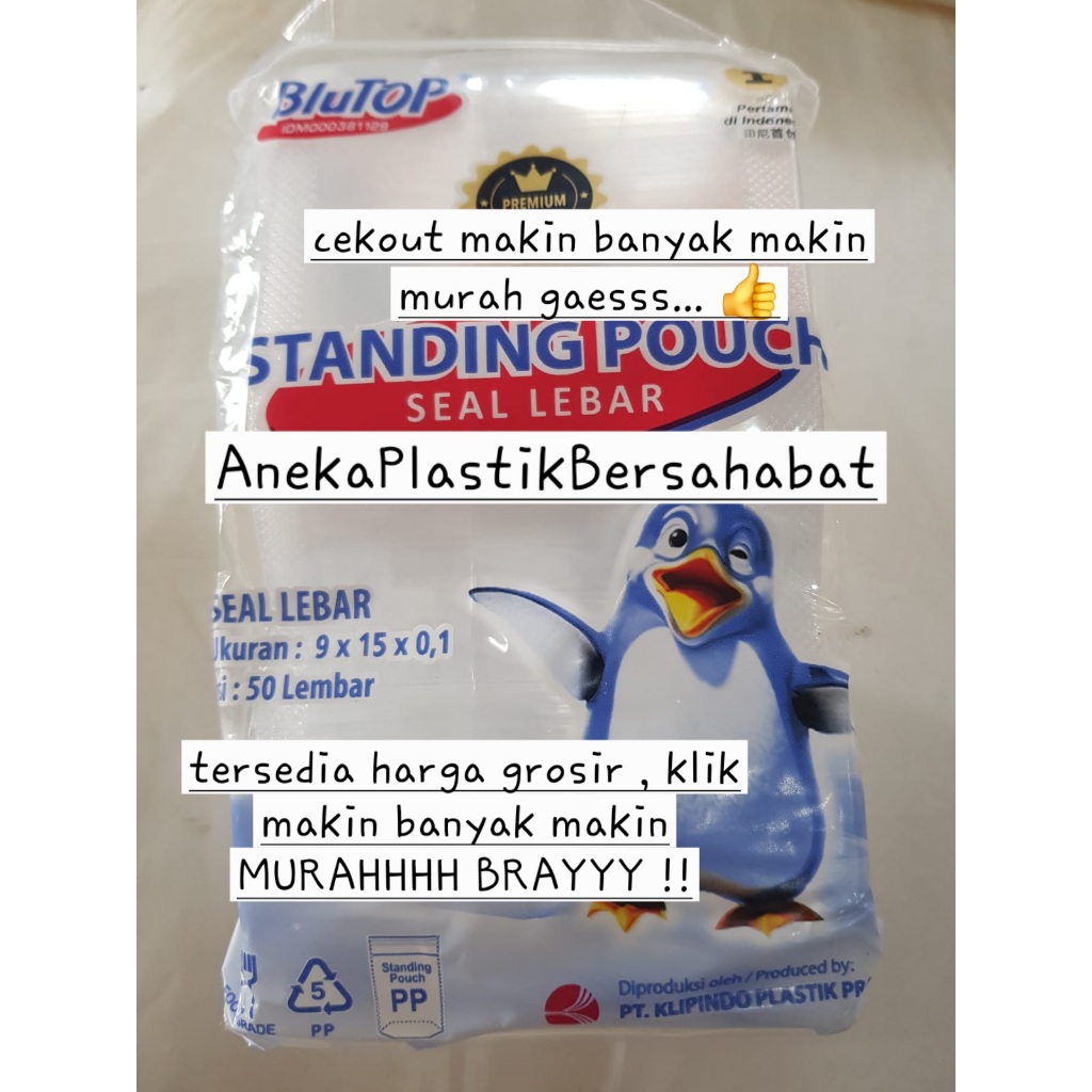 (  SEAL LEBAR ) standing pouch plastik zip lock STP ukuran 9x15 , plastik standing pouch , plastik s