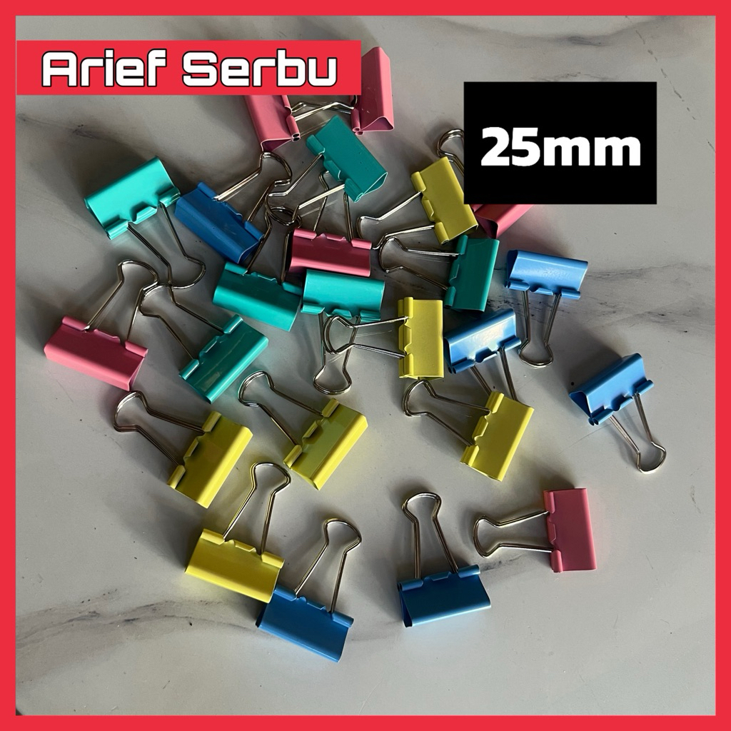 

1 pcs binder clips 25mm penjepit kertas warna warni hiu jie