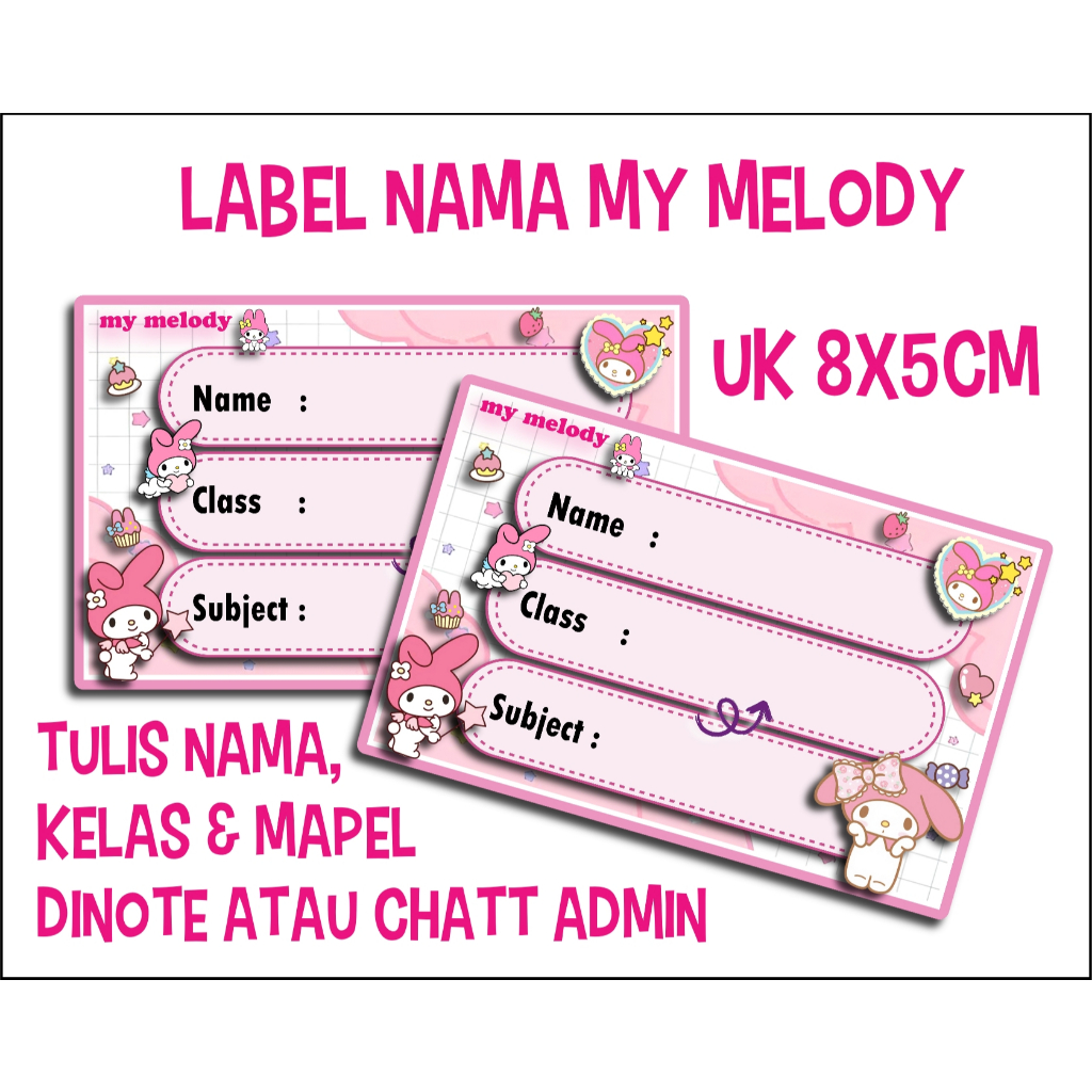 

CUSTOM NAMA LABEL NAMA CROMO / HOLOGRAM MY MELODY 14PCS
