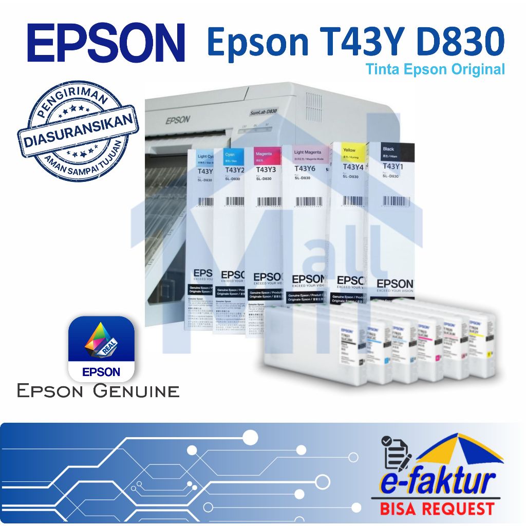 MALLIT EPSON Tinta Catridge Epson T43Y T-43Y 43Y untuk Printer Surelab SL-D830 SL D830