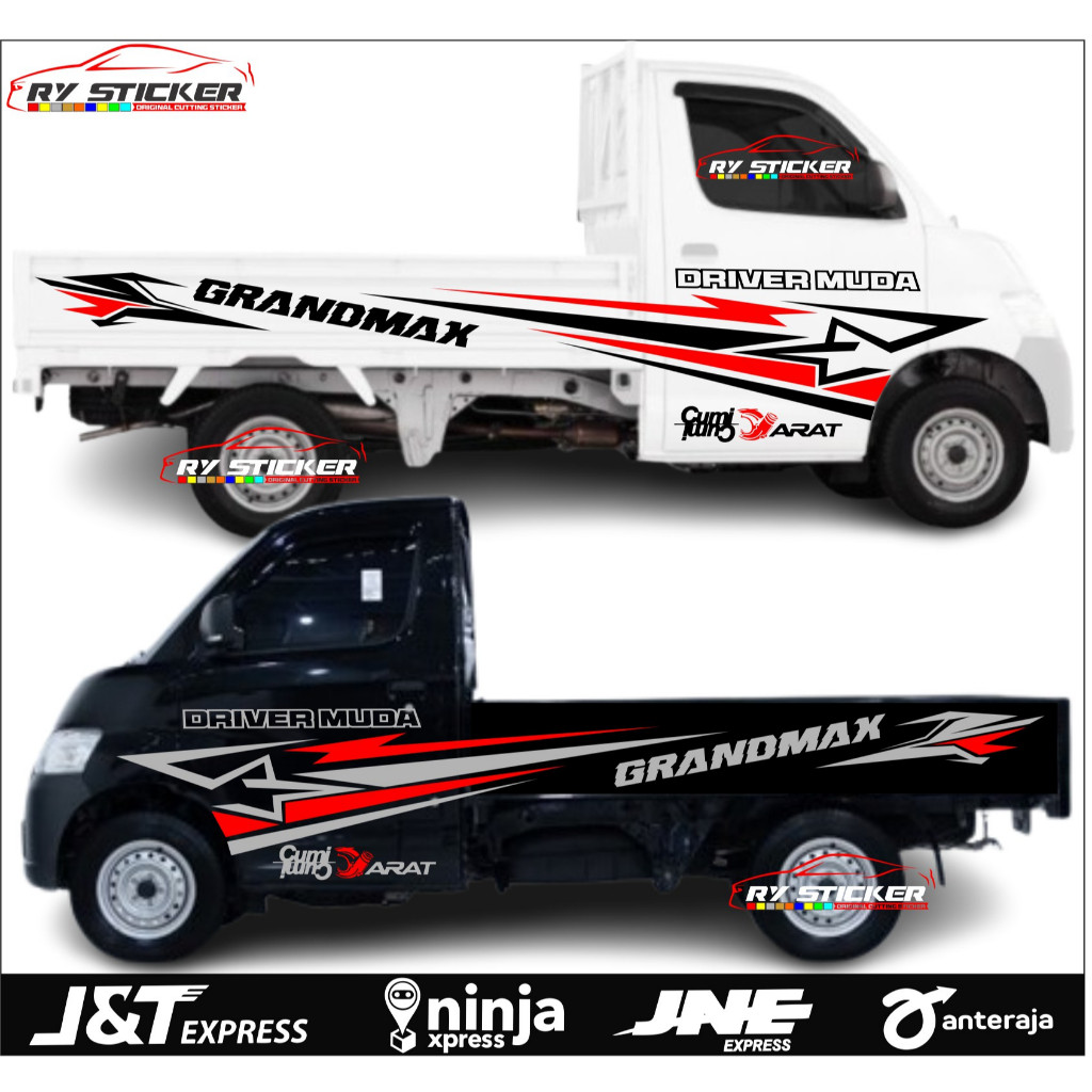 [COD] 2PCS PROMO STIKER CUTTING MOBIL PICK UP DAIHATSU GRANMAX PICK UP BISA RIQUEST KATA KATA