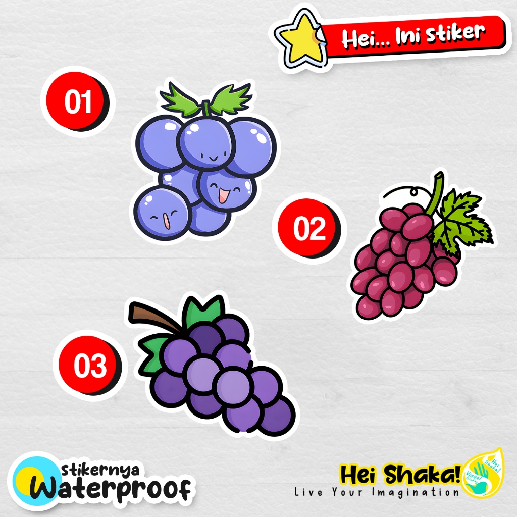 

Stiker Anggur Grape Sticker Lucu Buah Buahan Cute Vinyl Anti Air