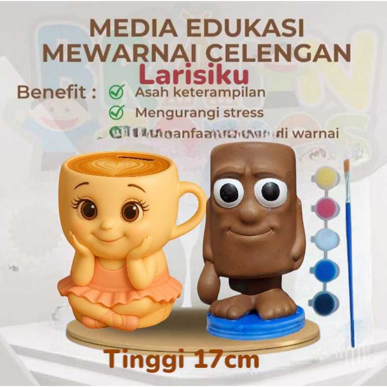 MELUKIS CELENGAN GYPSUM KARAKTER TUNGTUNG SAHUR DAN BALERINA CAPUCINA - CELENGAN GYPSUM EDUKASI - ME