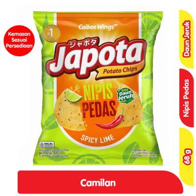 

Japota Keripik Kentang Nipis Pedas 68gr / Japota Nipis Pedas Japota Keripik Kentang Rasa Nipis Pedas 68 g