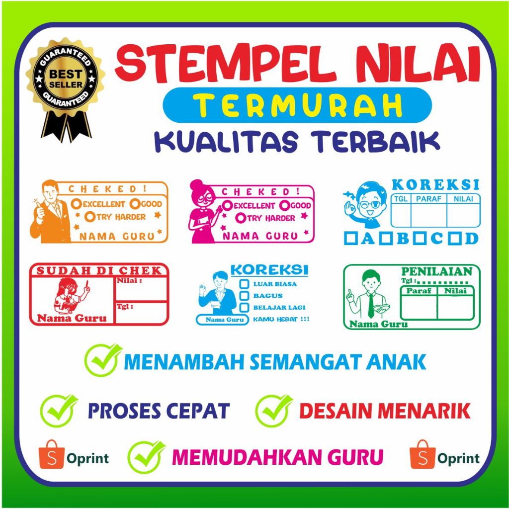 

STEMPEL Nilai Guru, Siap Pakai, Banyak Desain Lucu