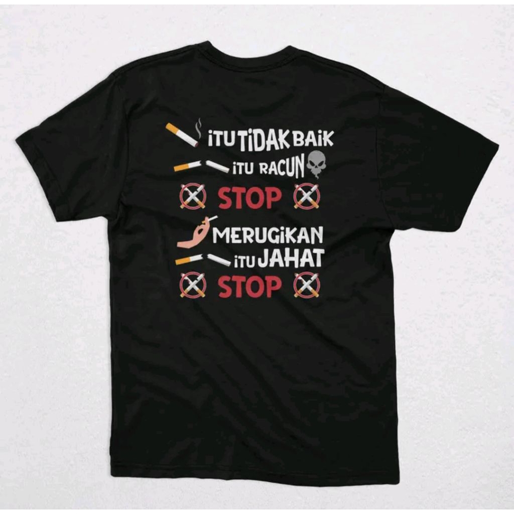 kaos kata-kata motif rokok rokok itu tidak baik rokok itu racun t shirt pria lg viral