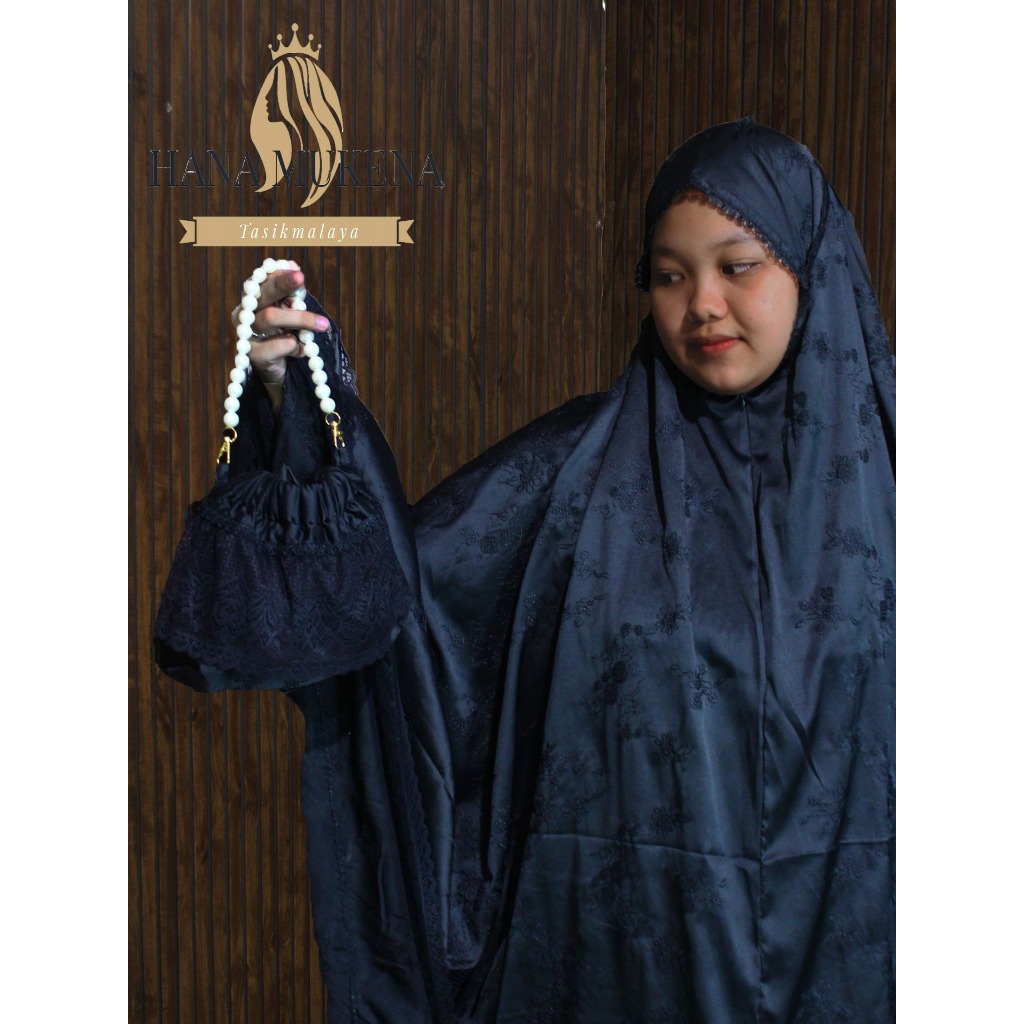 MUKENA ARMANI BORDIR MUKENA DEWASA WARNA HITAM MUKENA TRAVEL MUSLIMWEAR MEWAH
