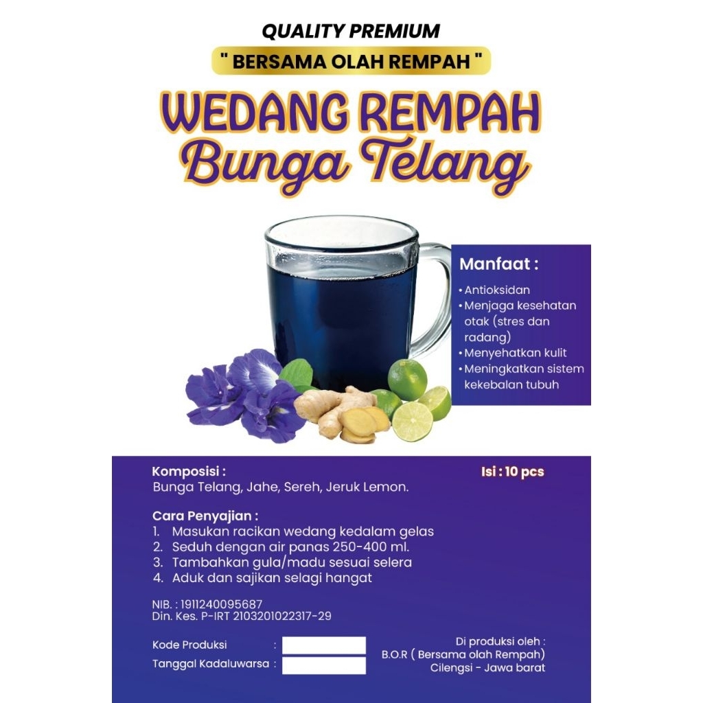 

Wedang Rempah Bunga Talang+Jeruk Nipis , Minuman Herbal