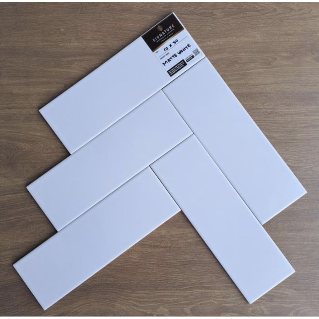Keramik Subway Putih Dhop 10x30 Mulia Signature Matte White