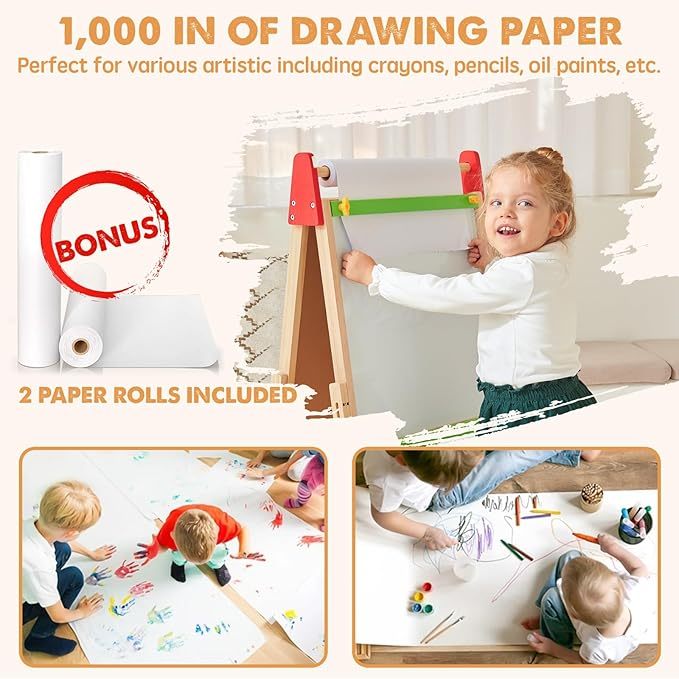 

Tiny Land Easel for Kids with 2 Drawing Paper Roll,