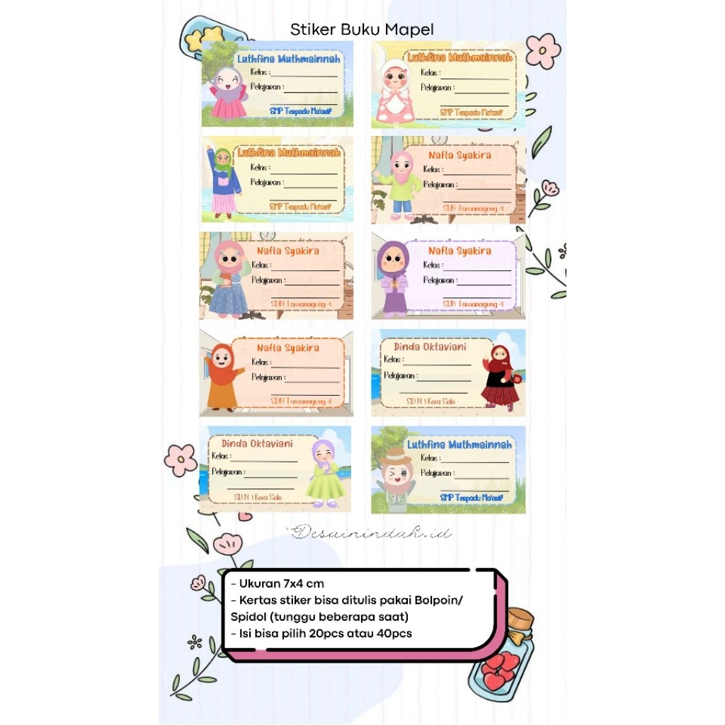 

Isi 40pcs Stiker Pelajaran / Stiker Mapel / Stiker Buku Pelajaran
