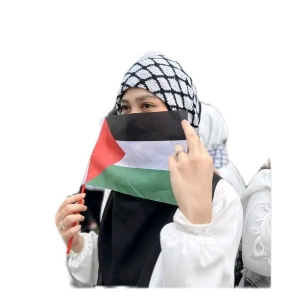 Stiker Pipi Palestina Indonesia Dan Bendera Tangkai Indonesia Palestina