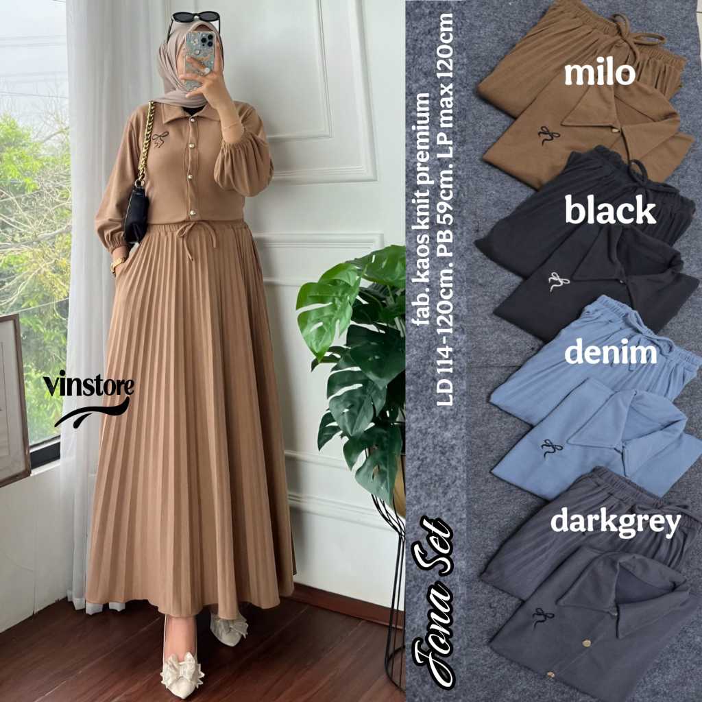 Setelan Rok Terbaru Jona One Set Ld 110 Kaos KNit Polos Premium