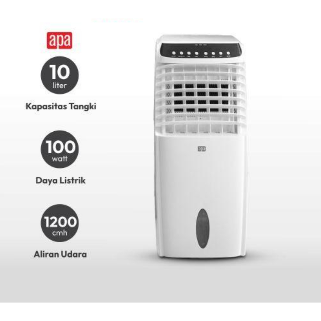 APA Air Cooler 10 Liter 1200 CMH – Penyejuk Udara Portable Remote + Ice Box | 100W, Putih