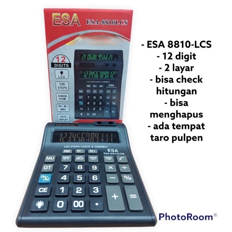 

Kalkulator Calculator Dagang - 2 Layar Lampu LED Esa 8810 - 12Digit