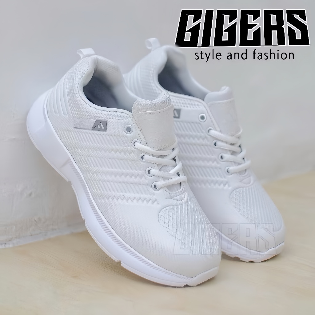 Sepatu Olahraga Wanita dan Pria Sneakers Putih Polos Sepatu Running Joging Sepatu Cewek Kekinian