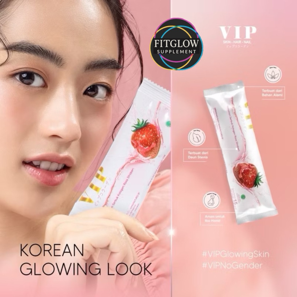 

(ECER 1 SACHET) NEW VIP Collagen / VIP Plus 40+ / Cocoflim Fiber Kolagen Pemutih Kulit Glowing Kuku Rambut Diet Detox