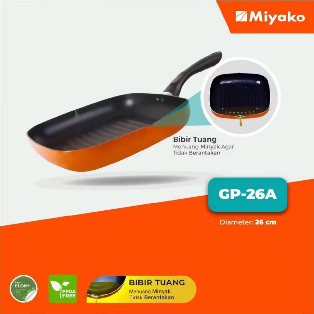 MIYAKO GRILL PAN WAJAN PEMANGGANG GP 26 A 26 CM PANCI PANGGANGAN MIYAKO