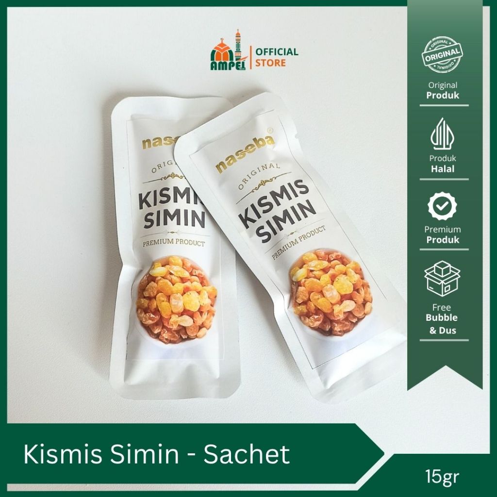 

Naseba Kismis Simin Premium Product Kemasan 15gr Cocok Untuk Oleh-Oleh Haji & Umrah