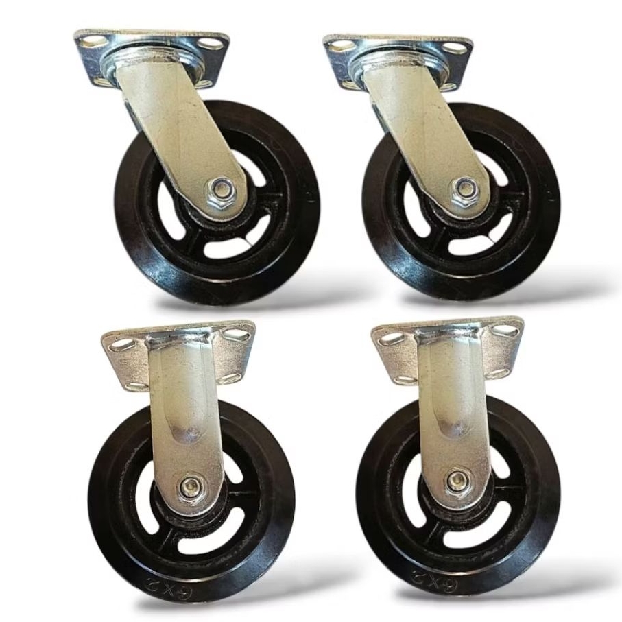 RODA TROLI - RODA KARET HEAVY DUTY 6 INCH - 1SET ( 2HIDUP+2MATI )