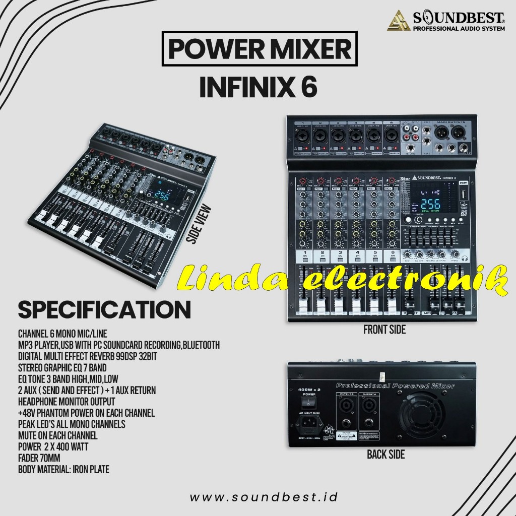 POWER MIXER SOUNDBEST INFINIX 6 / INFINIX-6 6 CHANNEL ORIGINAL