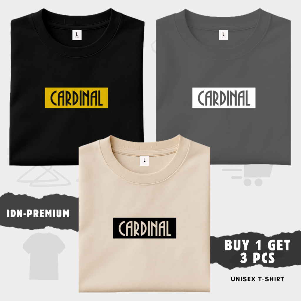 BUY 1 GET 3 PCS - IDN Kaos Distro Pria Wanita T-Shirt Lengan Pendek - Kaos Cowok Cewek Branded - Baj