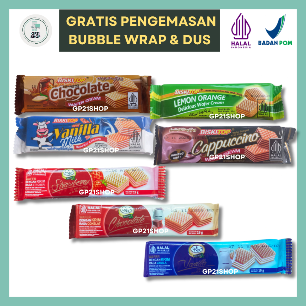 

Biskitop Denex Wafer Cream Mini 19gr / 27gr - Biskuit Harga 1000 Cemilan Snack Jajan Murah Enak