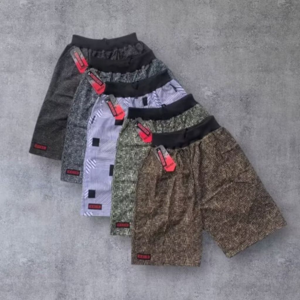 HSM Store Bandung - Celana Pendek Pria Rib Rip Motif Bertali Katun Rami Batik Kualitas Distro Premiu