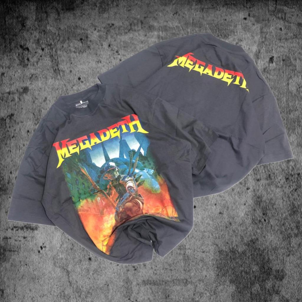 Baju Kaos Oversize Megadeth - T Shirt Vintage Megadeth Model Grey 24s