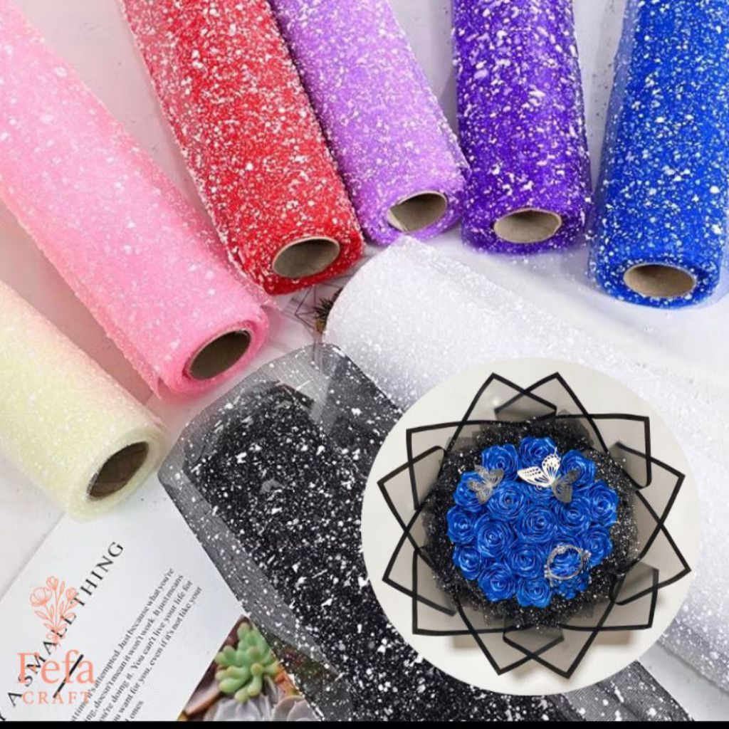 

(1 LEMBAR) FLOWER WRAPPING PAPER KOREAN SNOW MESH TILE SALJU POLYNET PEMBUNGKUS BUKET