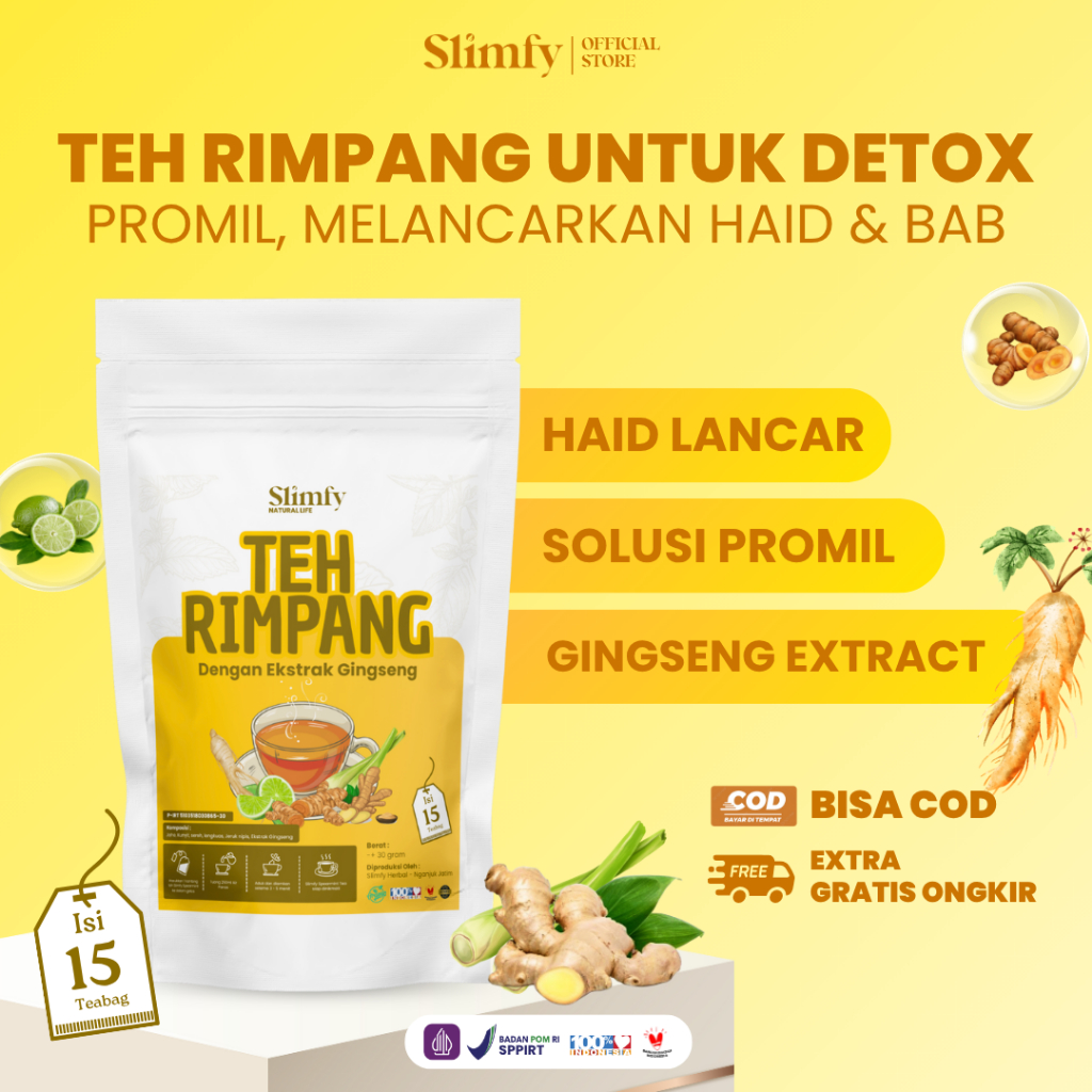 

Teh Rimpang JSR Slimfy | Minuman Instan Rempah | Teh Diet Detox | Promil | jamu herbal