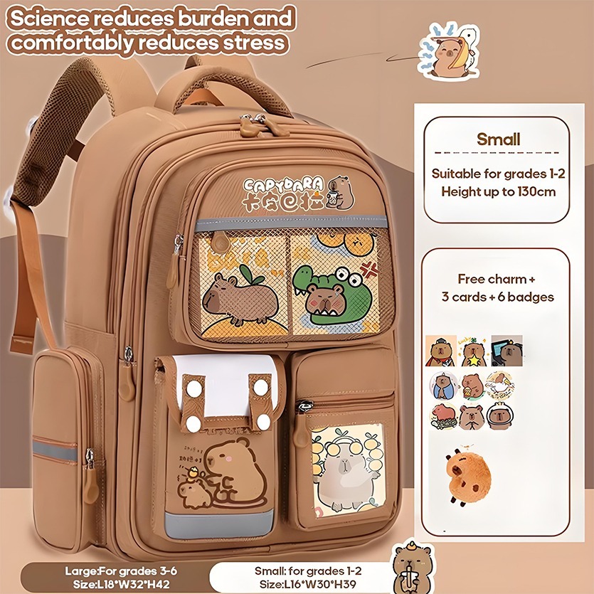 [Cod] Tas Sekolah Sd Capybara - Tas Karakter Lucu Untuk Anak Kelas 1-6, Kapasitas Besar, Tas Ransel