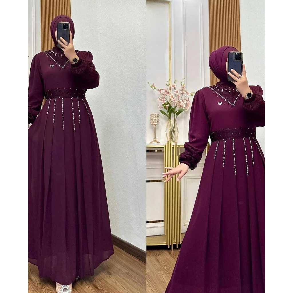 COD laudya dress ceruty babydoll mix brukat aplikasi payet // Dress Kondangan Wanita Terbaru 2025 //