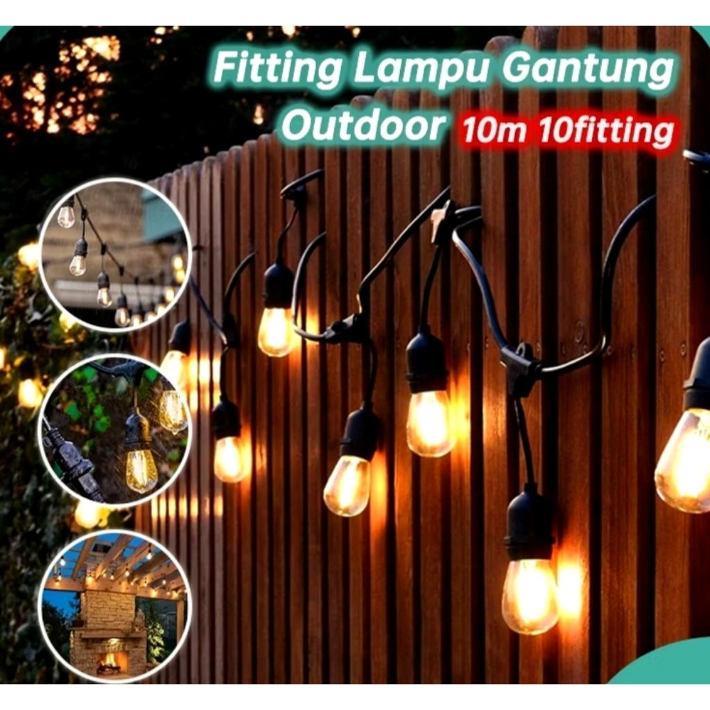 Fitting Lampu Gantung Outdoor 10 Meter 10 Fitting