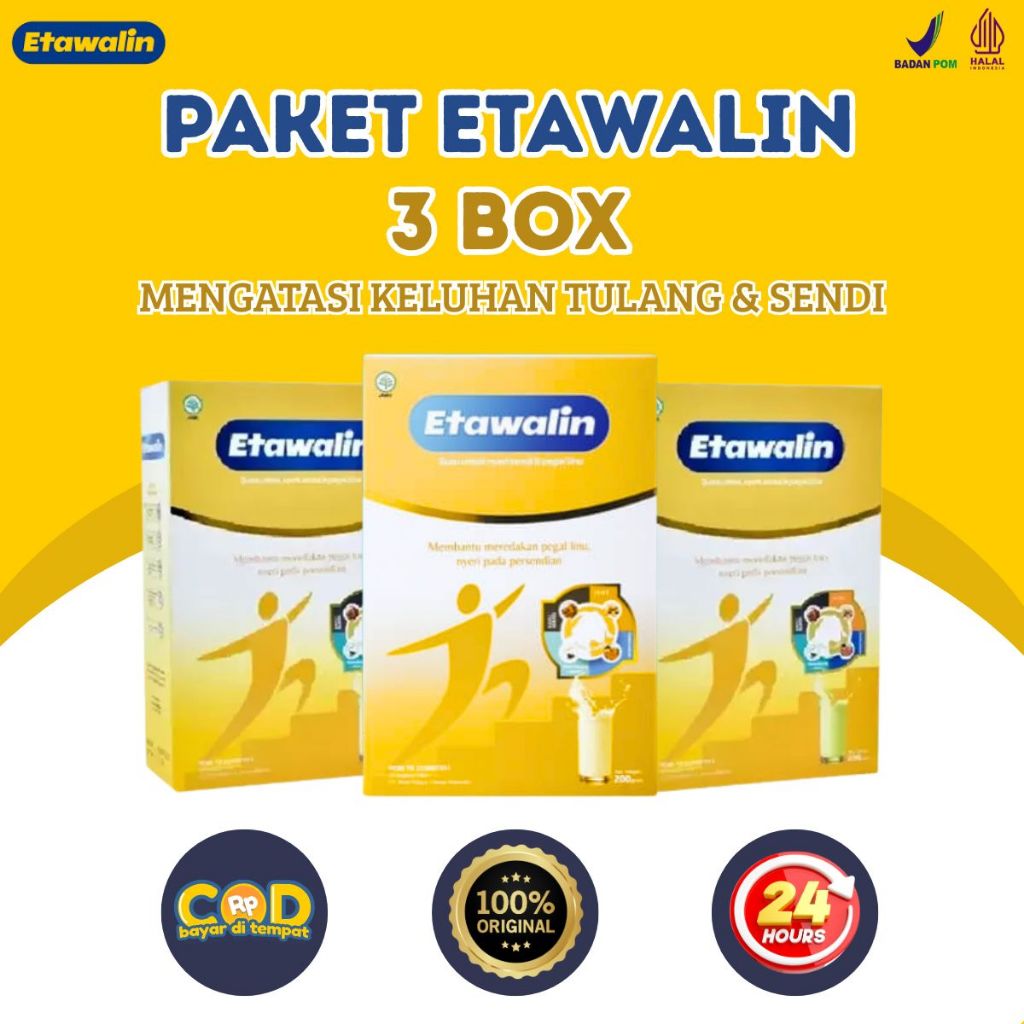 

ETAWALIN SUSU PAKET 3 BOX UNTUK MENGATASI PEGAL LINU ASAM URAT DAN PERSENDIAN