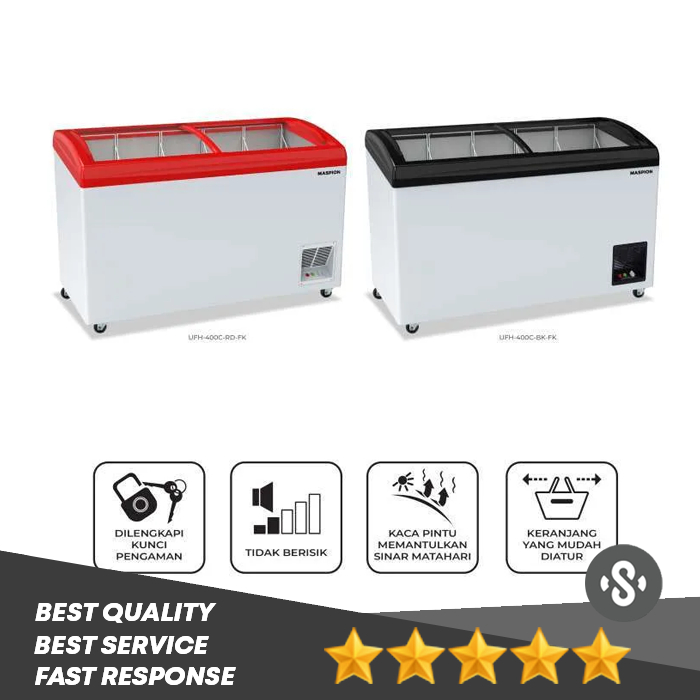 MASPION UFH 400 C CHEST FREEZER BOX 400 LITER LEMARI PEMBEKU SLIDING