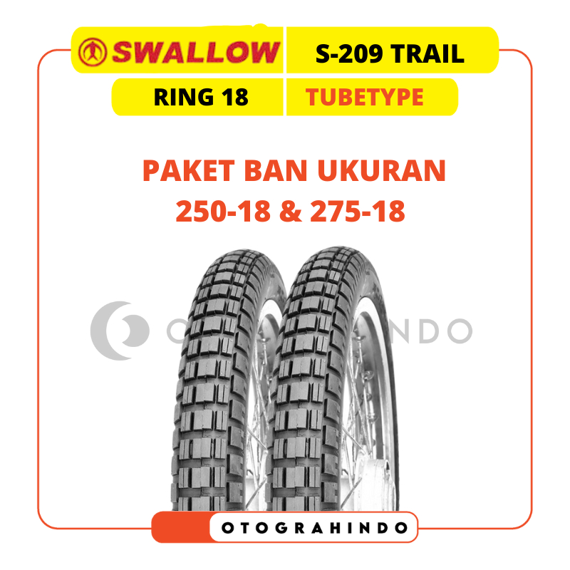 PAKET BAN LUAR SEPEDA MOTOR SEMI TRAIL S-209 UKURAN 250-18 & 275-18 RING 18 TUBETYPE BAN MOTOR SEMI 