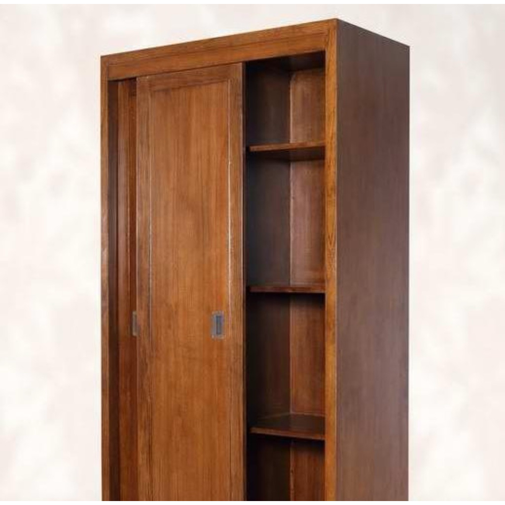 lemari sliding pintu 2 kayu jati minimalis