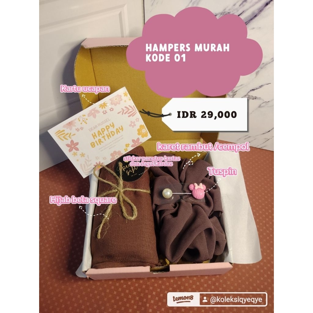 

Hampers Hijab mix isi 3| Hadiah ulang tahun | hampers pin hijab Murah & Berkualitas