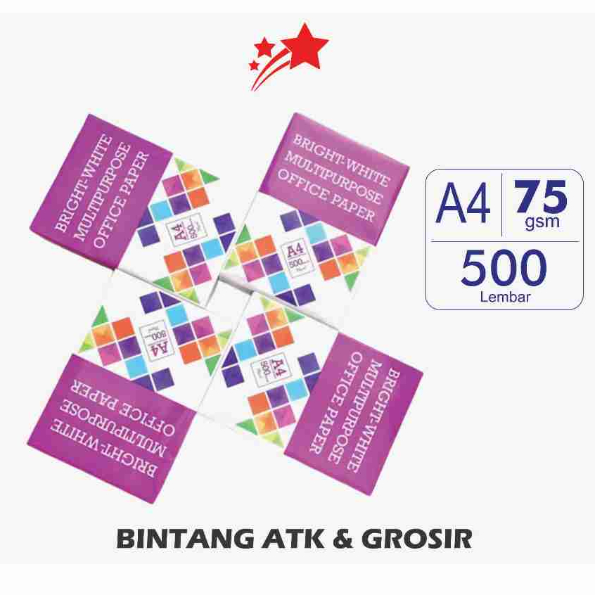 

[1 RIM 500 L] KERTAS A4 BMO 75 GRAM BRIGHT WHITE MULTIPURPOSE OFFICE PAPER / HVS / KERTAS FOTOCOPY