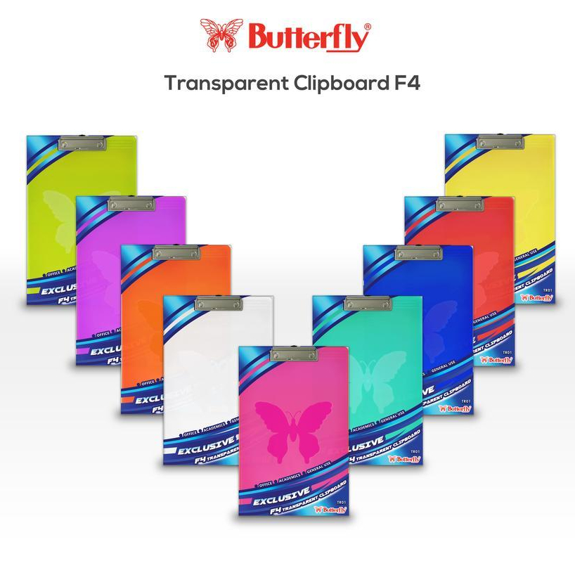 

Clip Board Transparant BUTTERFLY/Papan Jalan/Papan Ujian/Clipboard