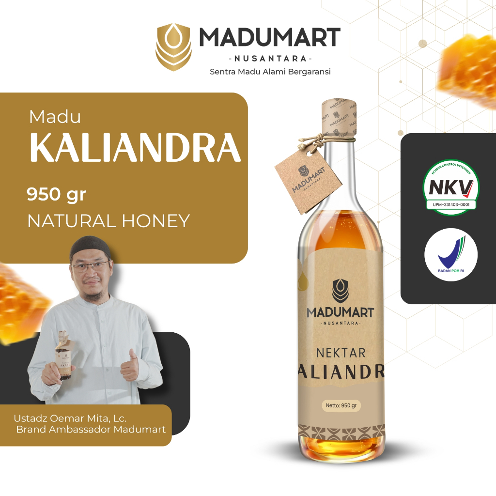 

MADUMART Madu Nektar Kaliandra Madu Asli 100% Tanpa Camuran, Raw Honey Asli Dan Bersanad