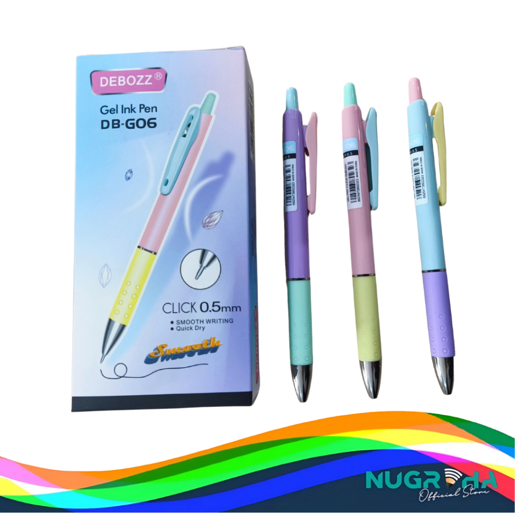 DEBOZZ Gel Ink Pen Hitam Pen Pena Bolpen Ballpoint Pulpen 0.5 mm 1 LUSIN ISI 12